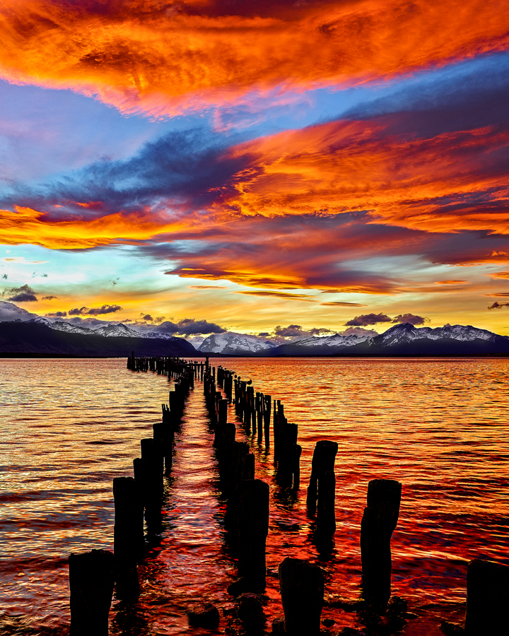 chile patagonia pier sunset